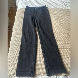 Mango High Rise Raw Hem Jeans in Black